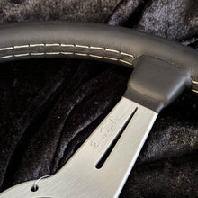 New Nardi Classic - 360mm (Black Leather / White Anodized Spokes /Grey Stitching / Aluminum Ring)