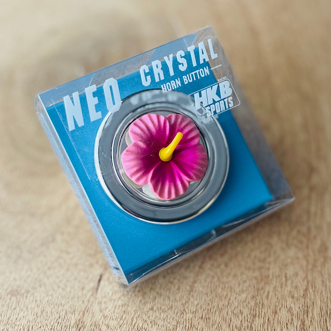 Neo Crystal HKB Pink Hibiscus Horn Button