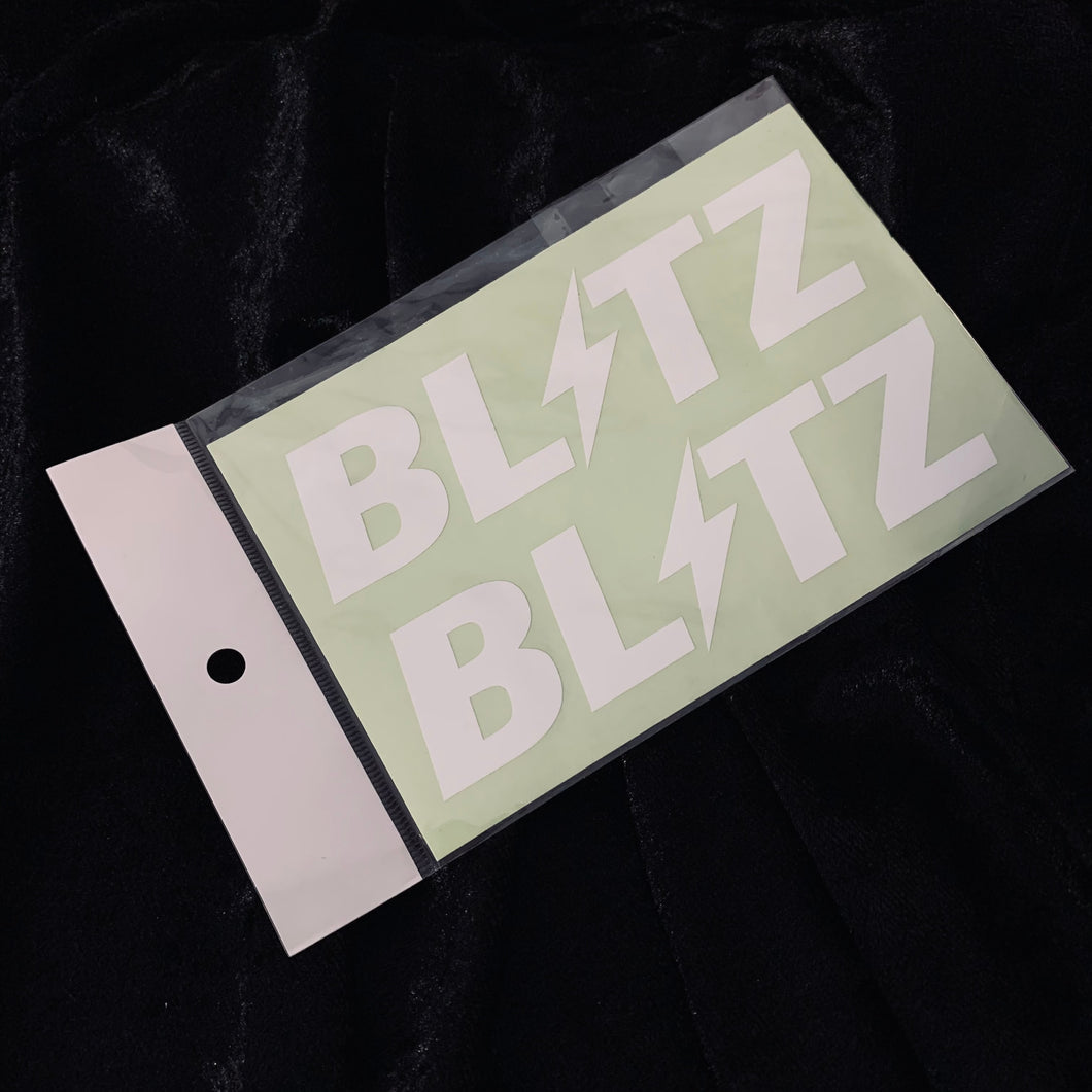Authentic BLITZ White Die Cut Sticker 2 pack