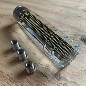 MAD MAX Crystal Clear & Black Pinstriped Shift Knob