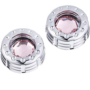 Carmate License Plate Security Bolt & Cap ~ Pink Crystal & Chrome