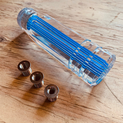 MAD MAX Crystal Clear & Blue Pinstriped Shift Knob